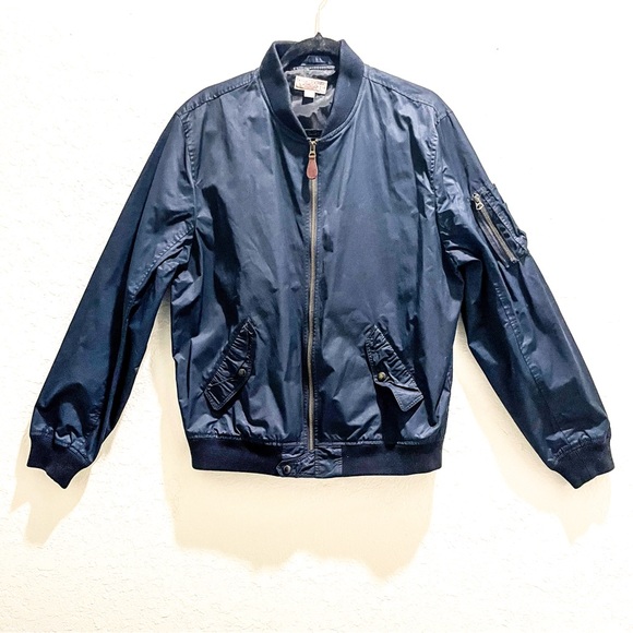 Wallace & Barnes full zip Navy flight Bomber jacket large - Picture 1 of 13
